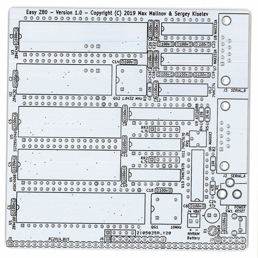 Печатная плат Easy Z80 ver. 1.1 #32(зелёная маска)(распродажа)
